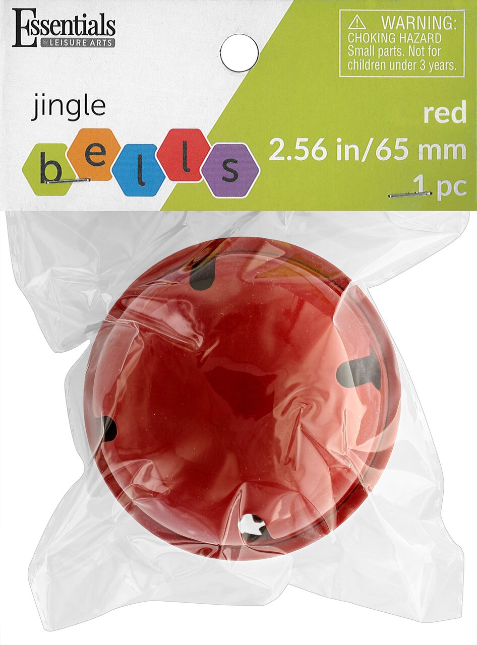 Essentials By Leisure Arts Jingle Bell 2.56in Red 1pc - Large Red Craft Bell for Holiday Decorations, Ornaments, DIY Projects, Home Décor, and Jewelry Making